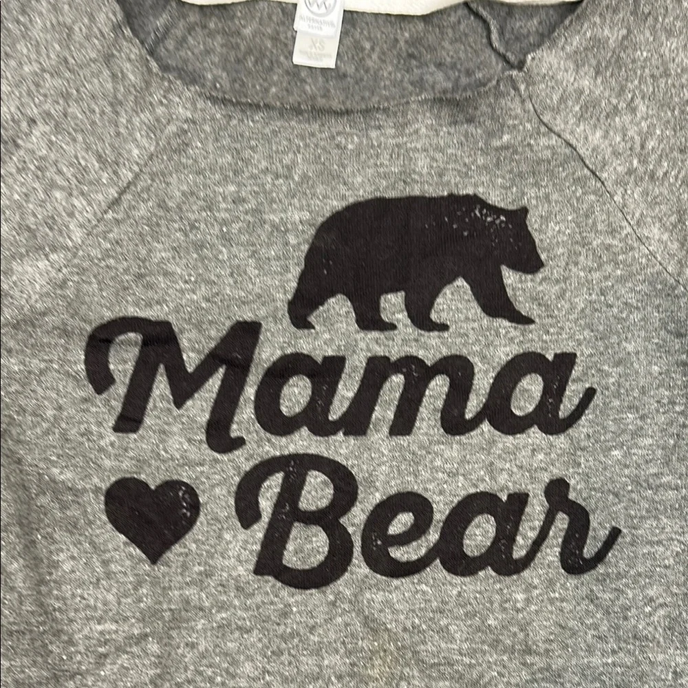 Gray “Mama Bear” Raglan Sweater | 3/4 Sleeve | Size XS - Picture 3 of 7
